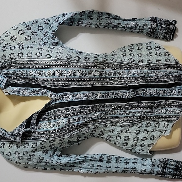 Cino Tops - New Nwt Cino Floral Stripe Print Cotton Top Crinkle